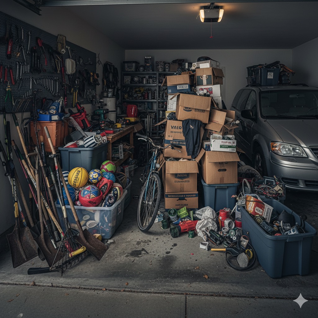 Calgary garage decluttering service result - from junk filled to spacious